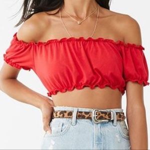 Forever 21 off the shoulder red crop top